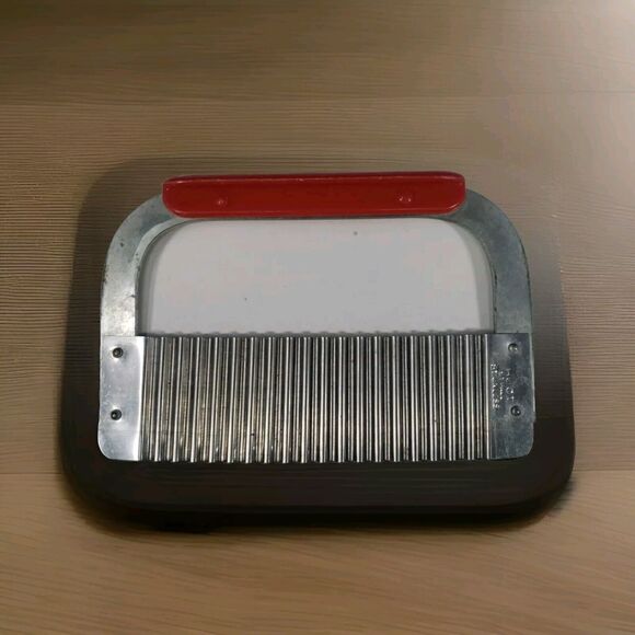 Vintage Huot Serrater Meat Tenderizer Red Plastic Handle Stainless Steel USA MCM - Picture 1 of 11